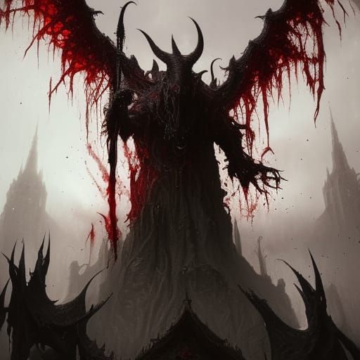 High Gothic Demonic Angel in Dark Fantasy Style