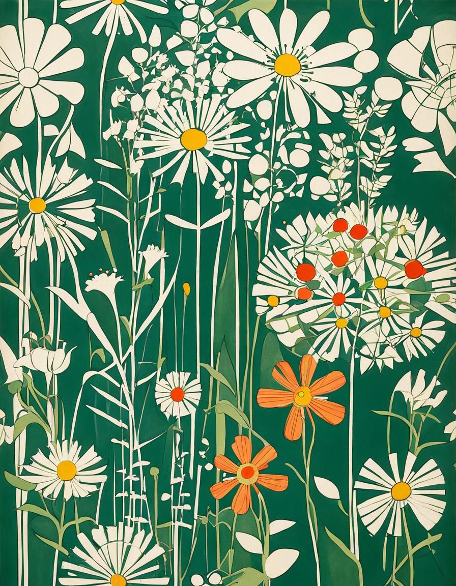 Abstract Wildflowers in Modernist Architectural Style