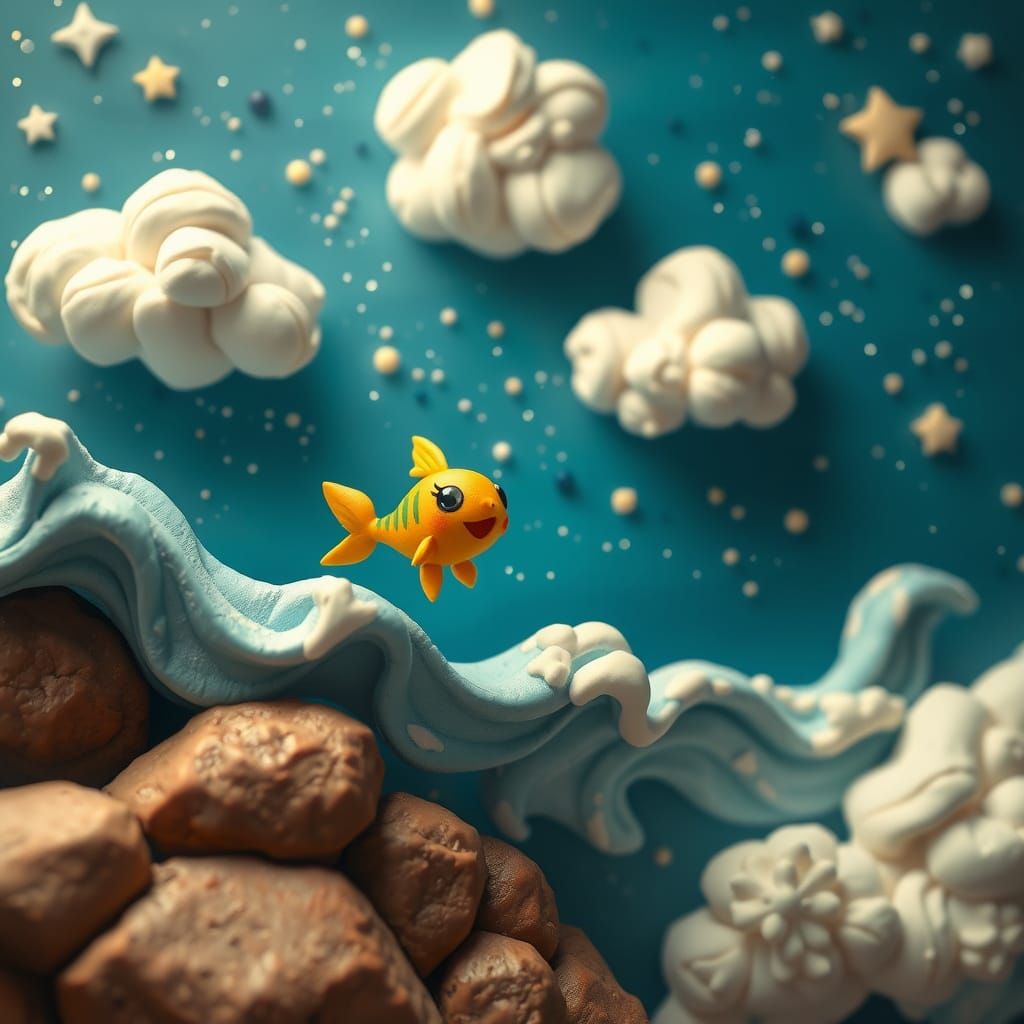 Magikarp in Starry Sky Clay Animation