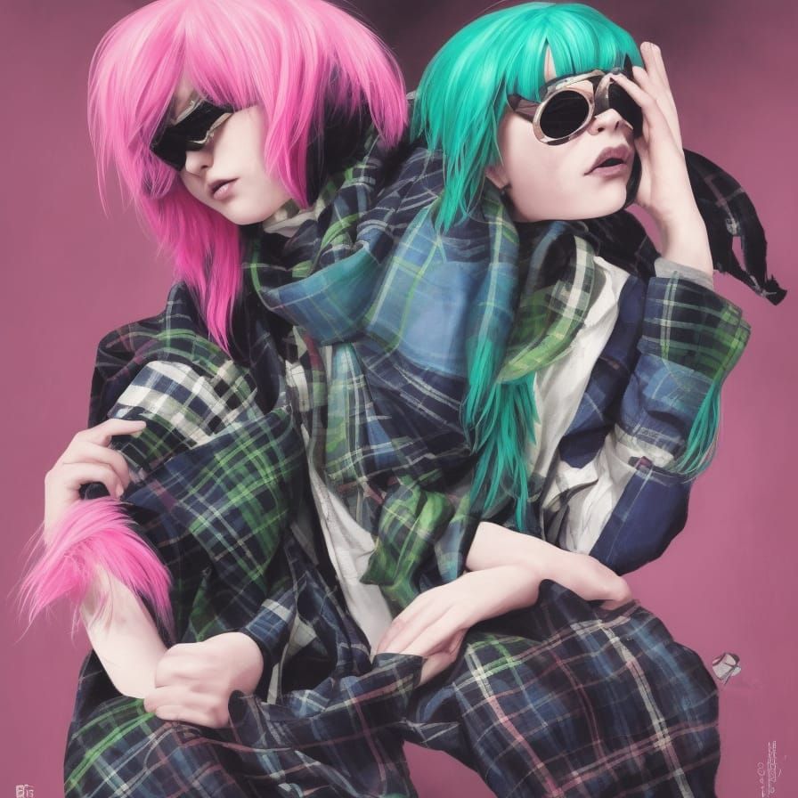 Cyberpunk Girl with Graffiti Background as Oil Painting