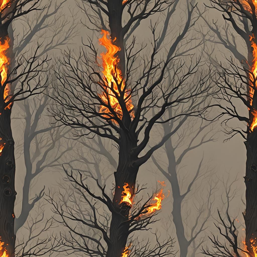 Burning Tree: AI Generated Image