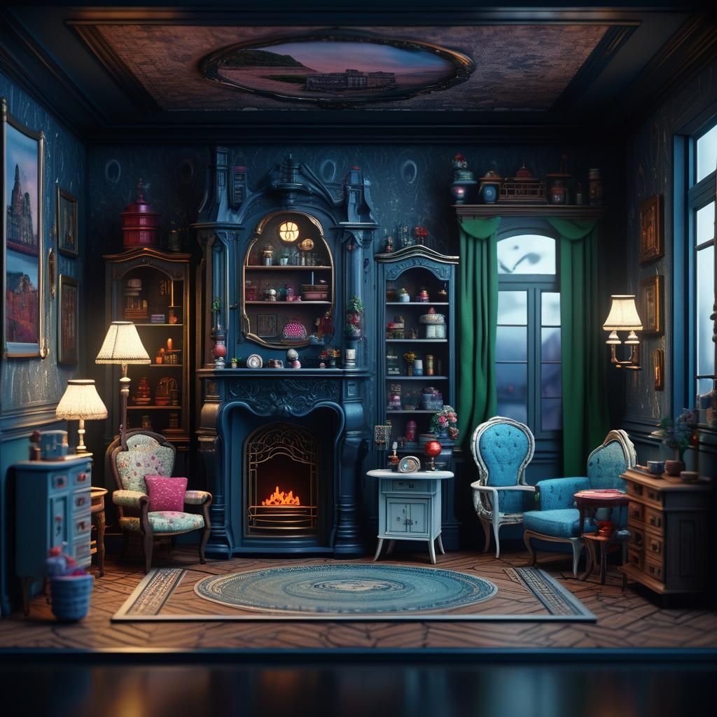 Modern Dollhouse Interior: Cinematic Digital Matte Painting