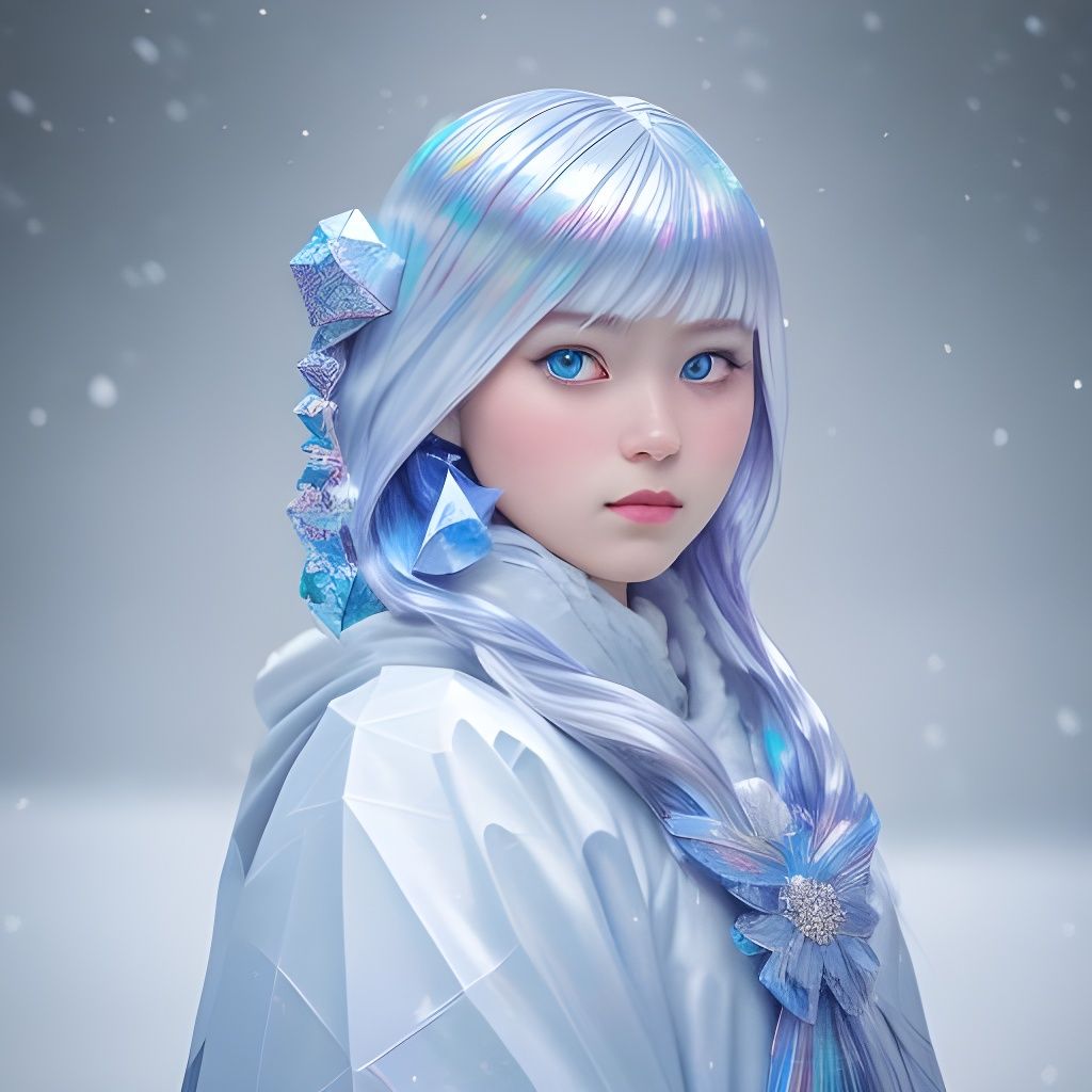 Detailed Origami Snow Maiden in Rich Colors
