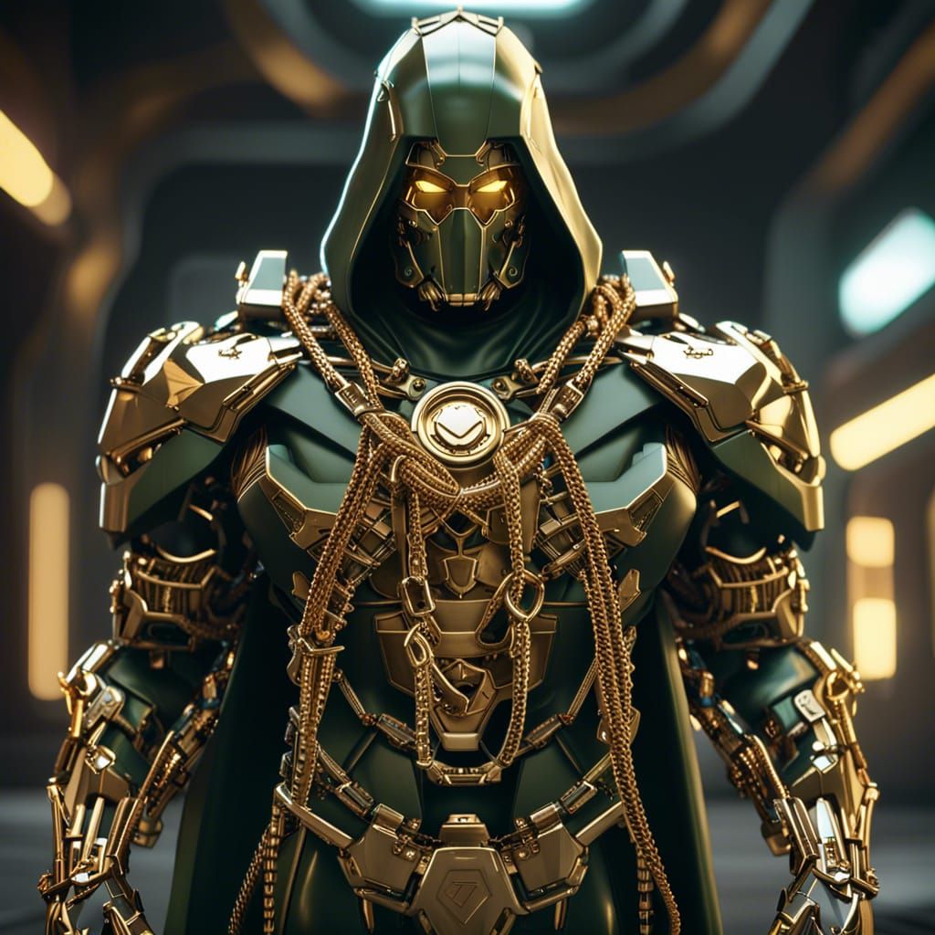 Doctor Doom with Gold Chains in Sci-Fi Style