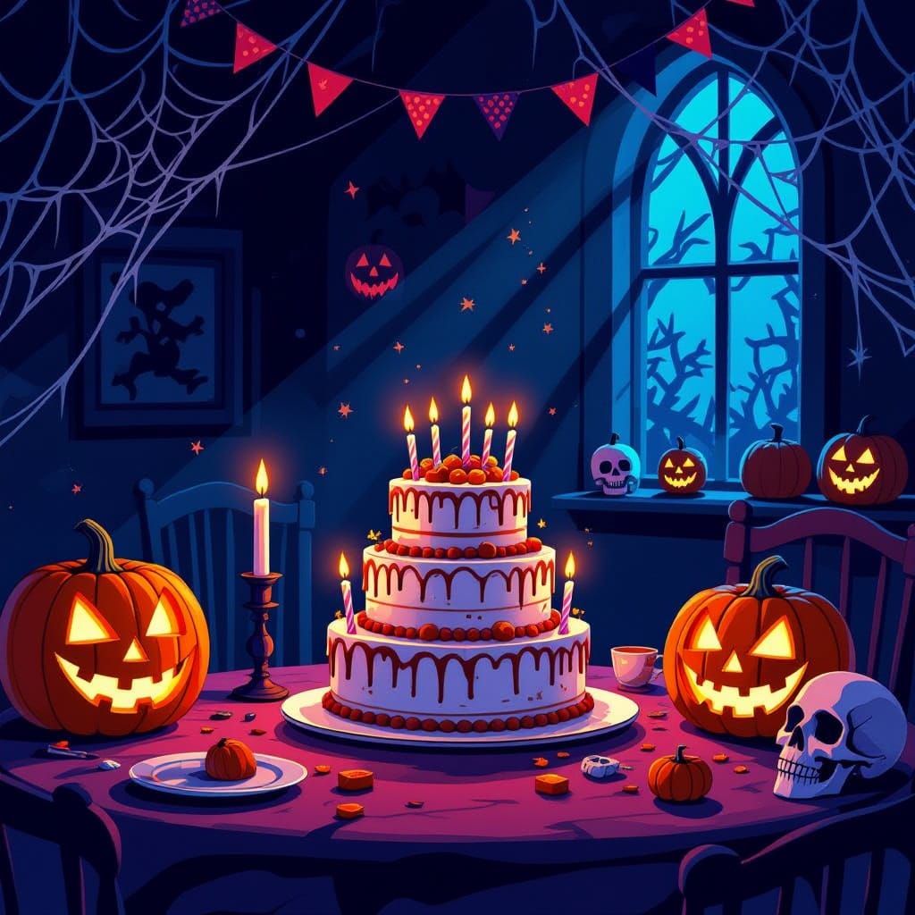 Spooky Anime Birthday Party Scene