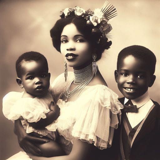 Elegant 1920s Family Portrait in Splash Art Style