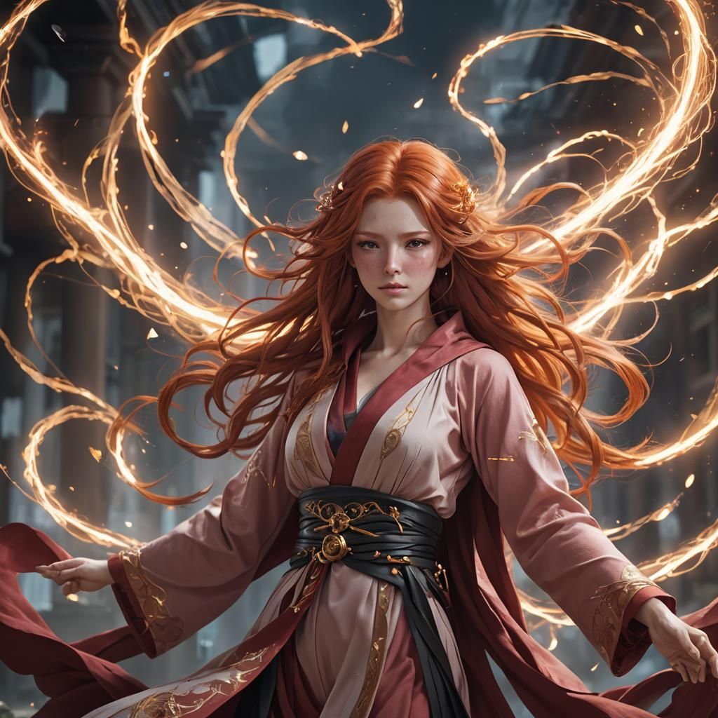 Mystic Redhead in Anime Style, 3D Render