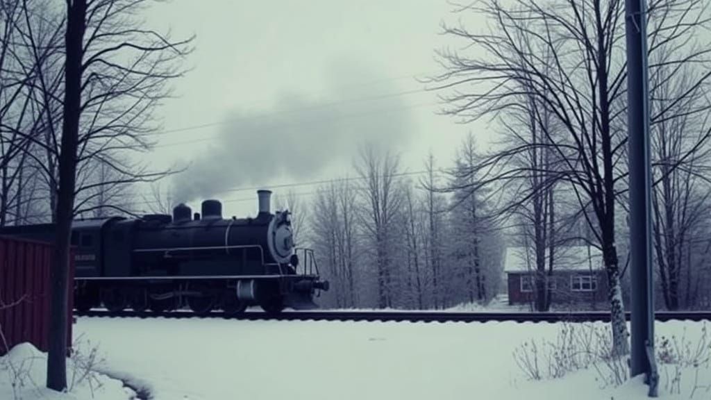 Train Wreckage in a Post-Apocalyptic Landscape