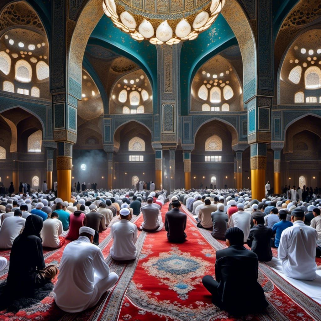 Central Asian Muslims Praying in Gothic Mosque
