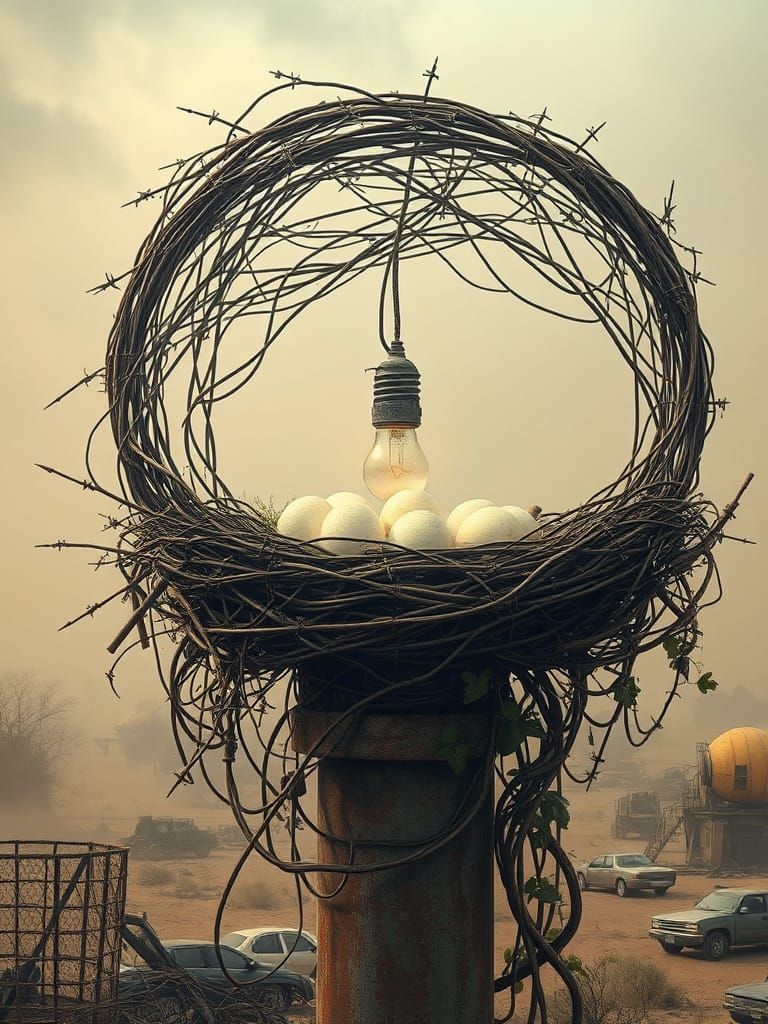 Surreal Wasteland Nest of Wires and Light