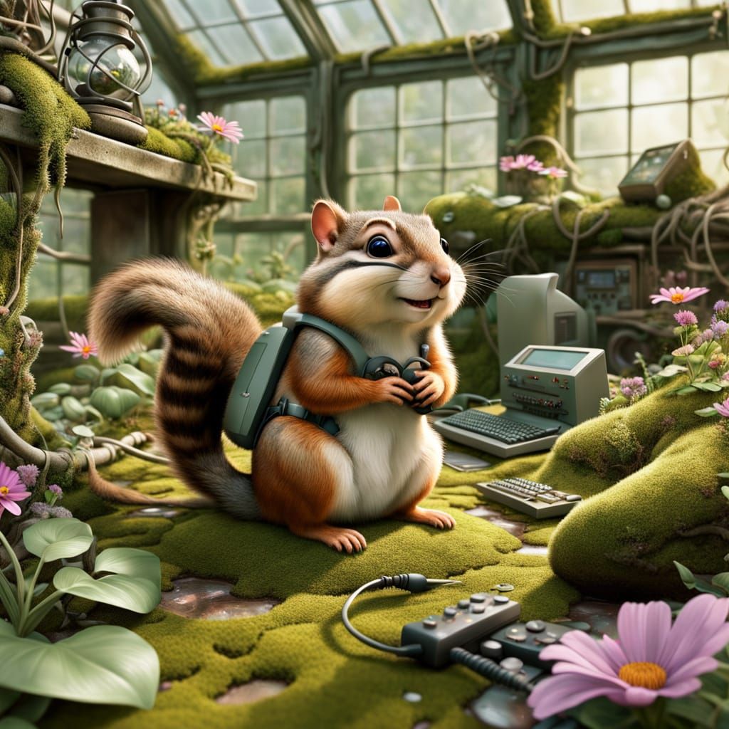 Nerdy Scientist Resting in Overgrown Greenhouse