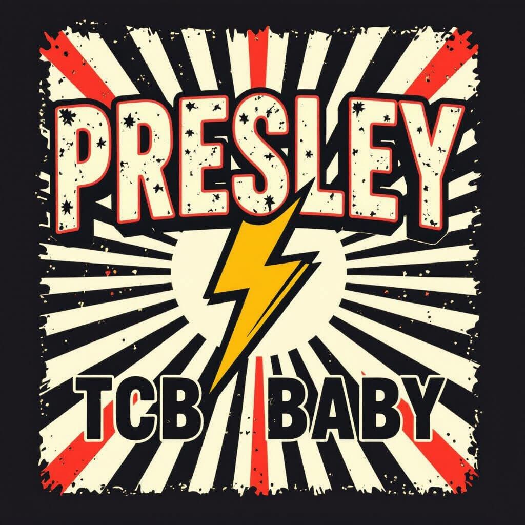 Retro T-Shirt Design with Presley and Lightning Bolt