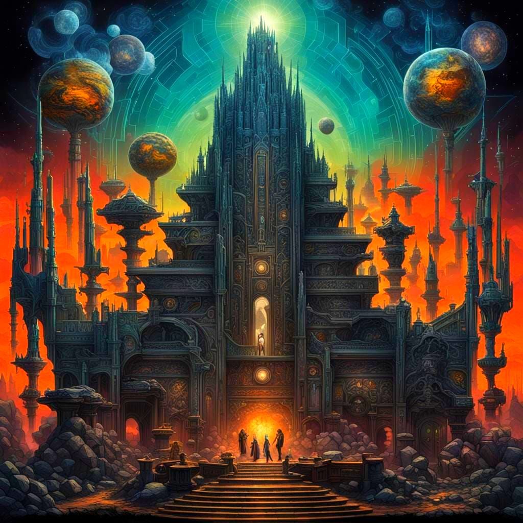 Cyberpunk Gods Ascend in a Dreamcore Metropolis