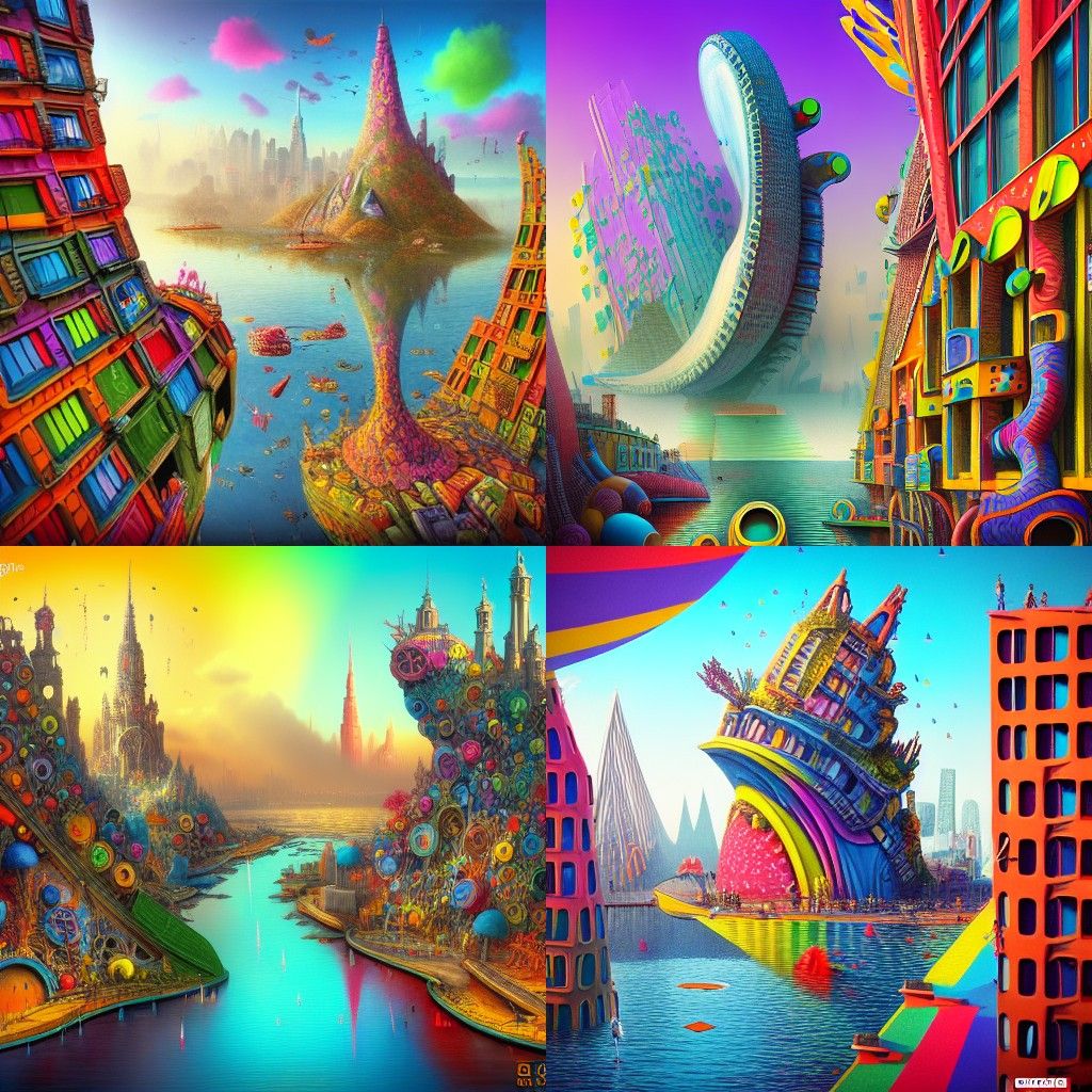 Fantasy Otterdam Building: Colorful Whimsical Concept Art
