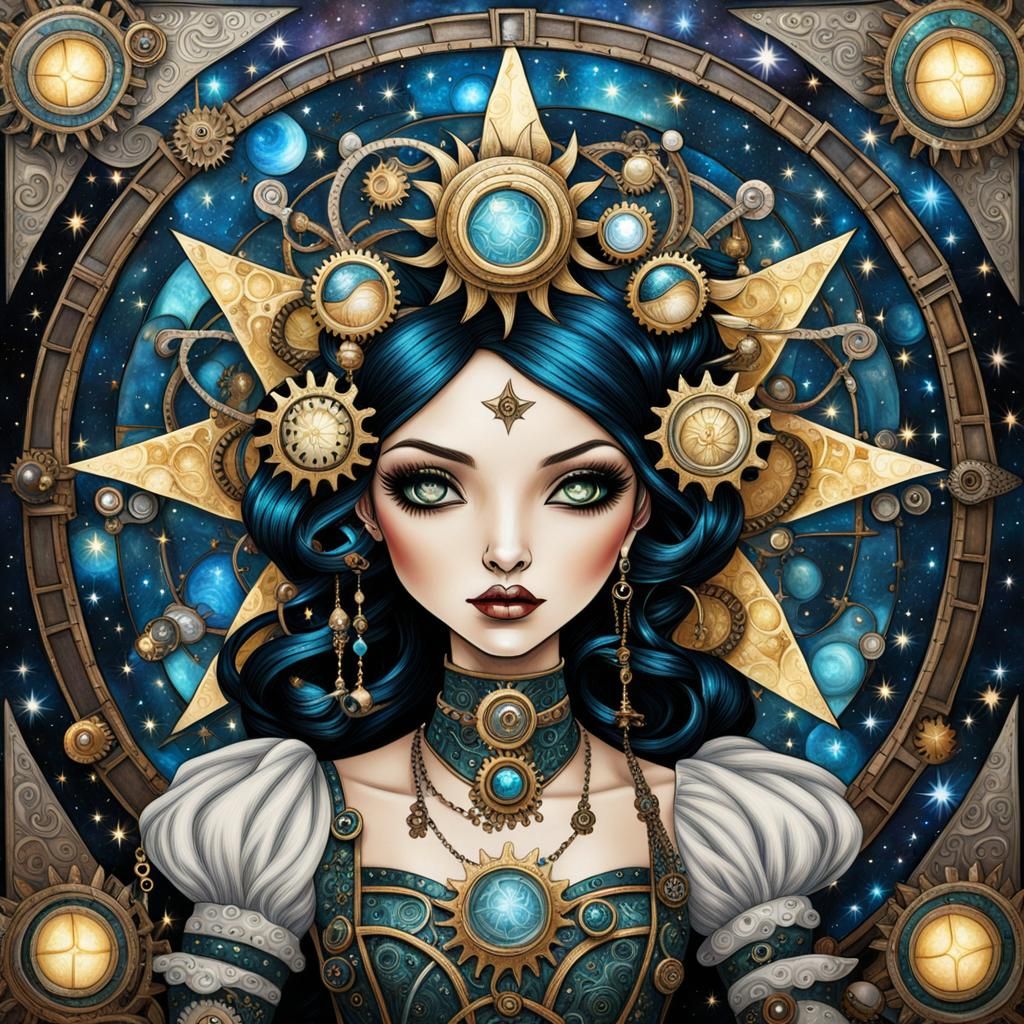 Steampunk Space Princess in Celestial Mosaic