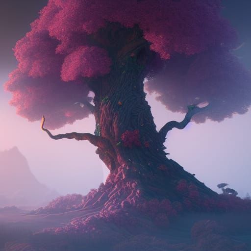 Mystical Tree in Detailed Matte Painting