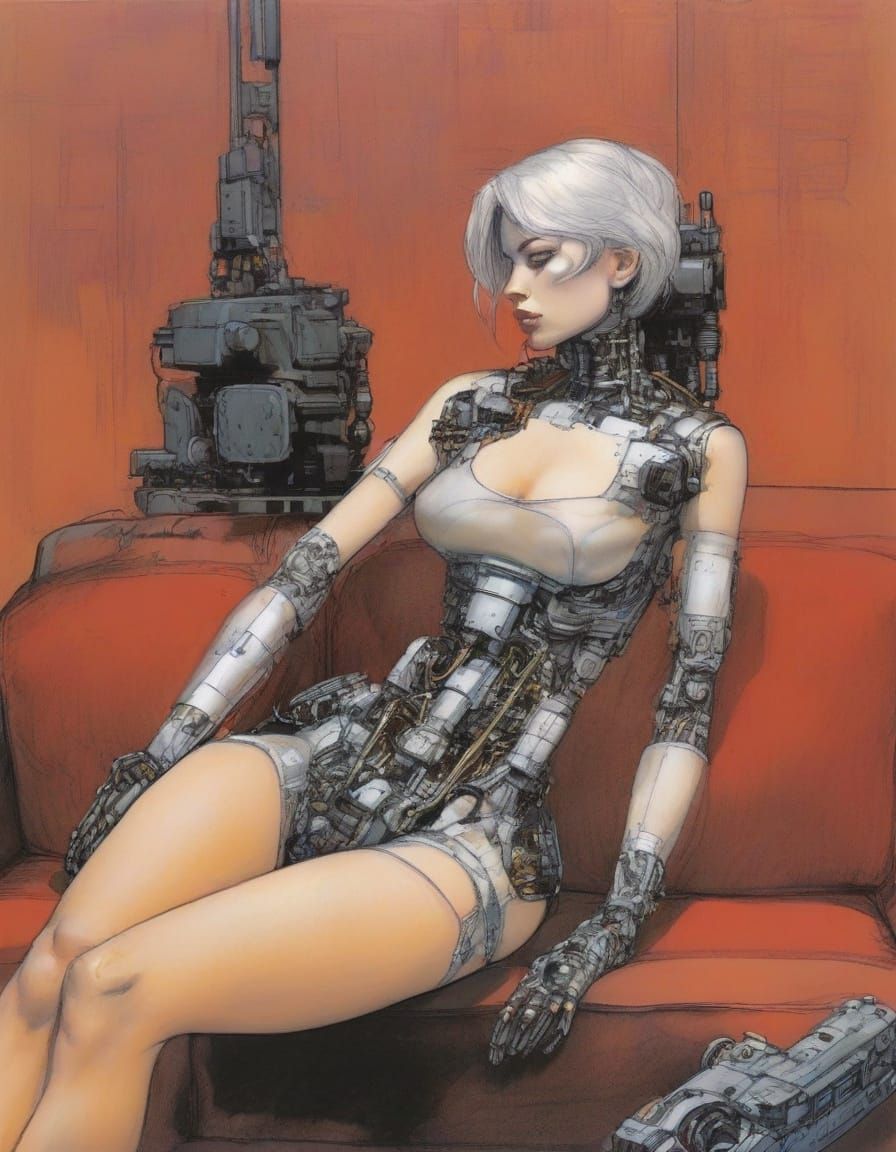Goddess of Cyberpunk in Dynamic Repose