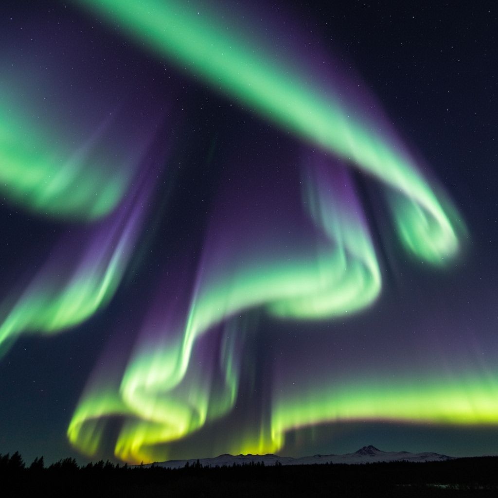 Aurora Borealis in Neon Landscapes