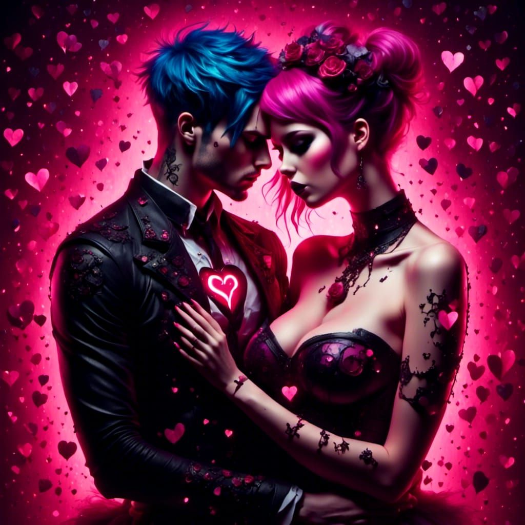 Emo Couple's Valentine in Burning Stardust Style