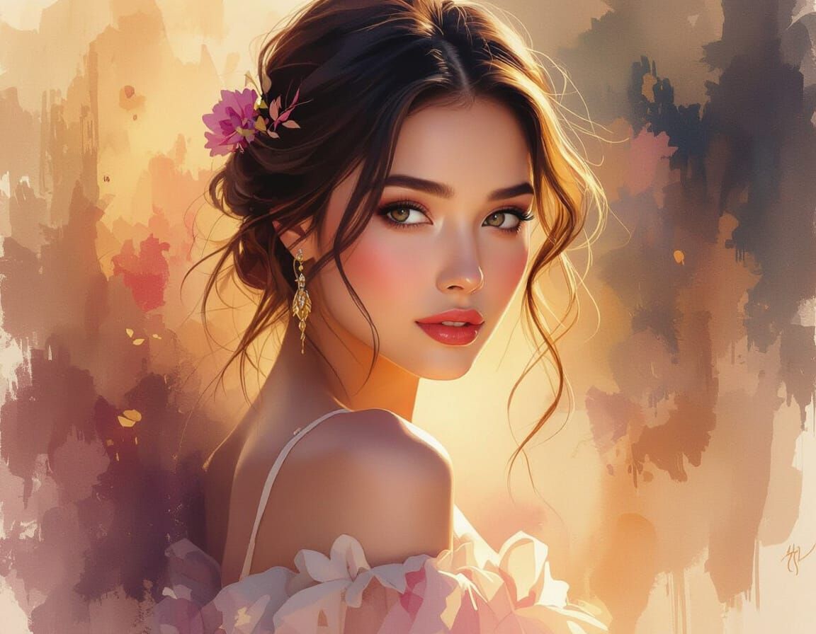 Graceful Portrait of a Shy, Beautiful Woman