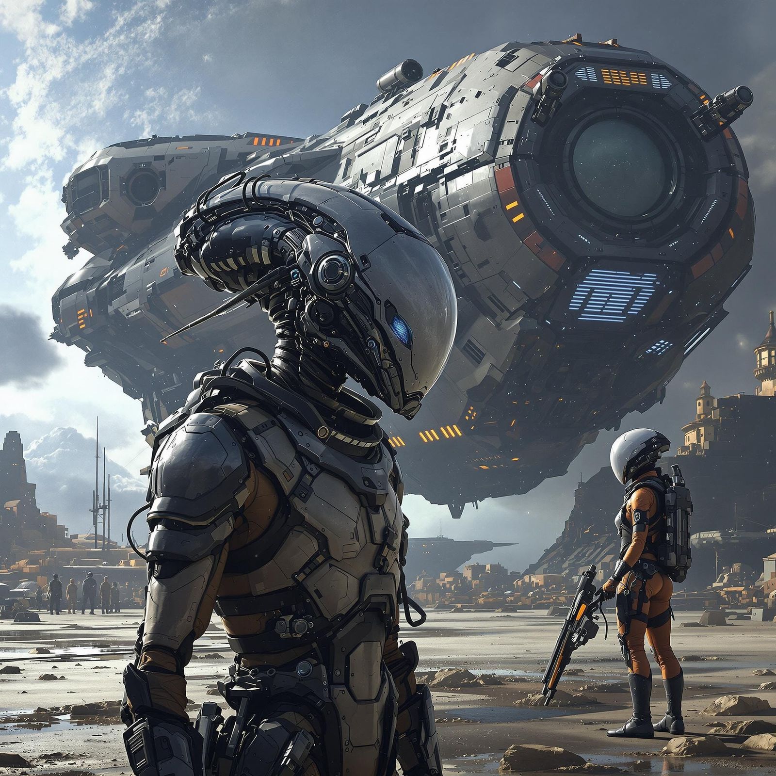 Giant Spaceship Interiors in a Hyperrealistic Sci-Fi Artwork