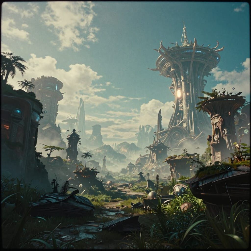 Surreal Futuristic Landscape in Dreamlike Cinematic Light