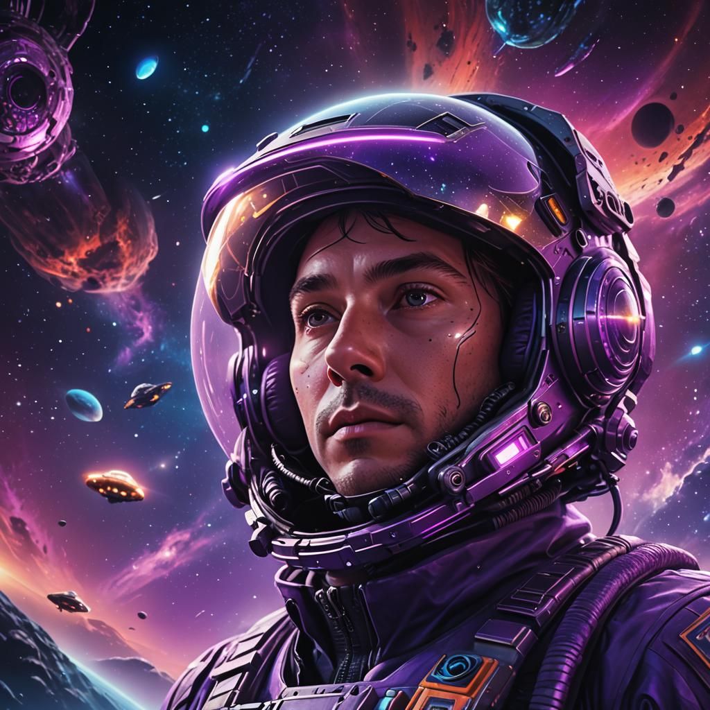 UFO Pilot in Cosmic Digital Art