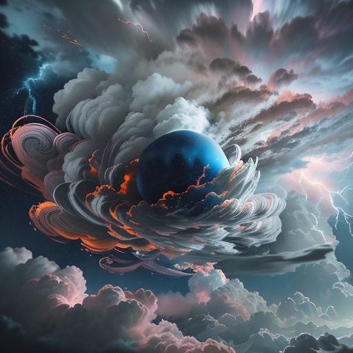 Balloon Flight Through Stormy Nebula in Cinematic Style