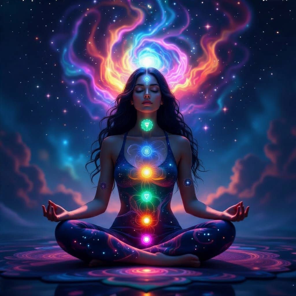 Meditating Woman of Galaxies and Stardust