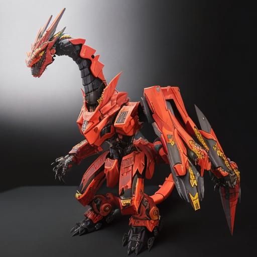 Robotic Black Dragon Mecha with Metal Face