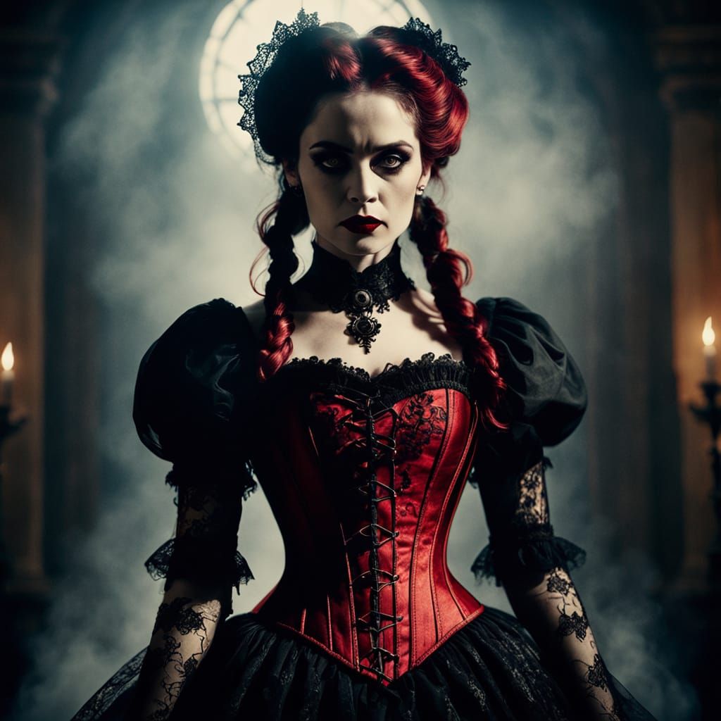 Gothic Victorian Woman in Mystical Fog, Cinematic Style
