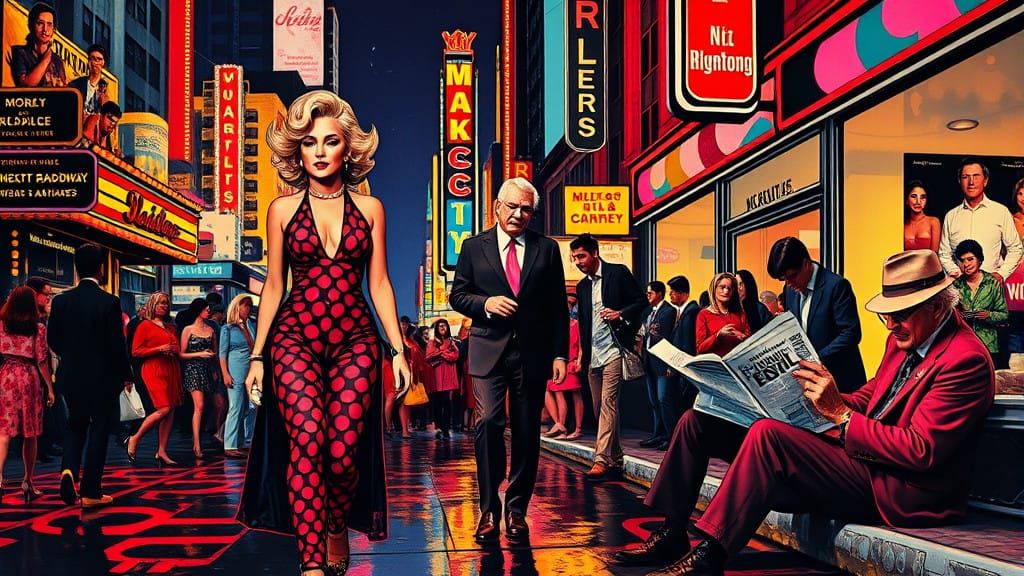 Surrealist Broadway Scene in Pop Art Style