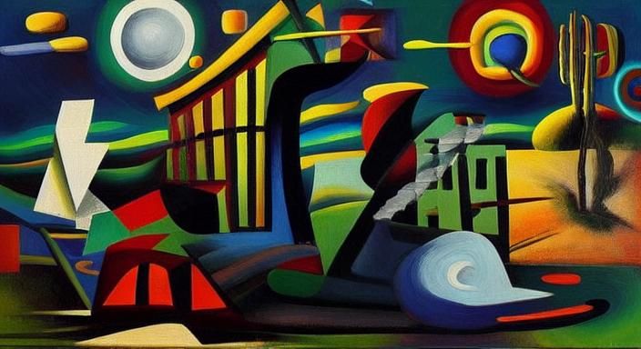 Surrealist Dancers in a Vibrant Meadow