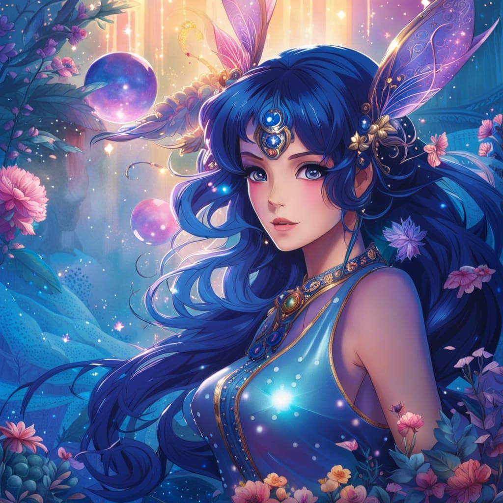 Magical Water Fairy in Anime Style