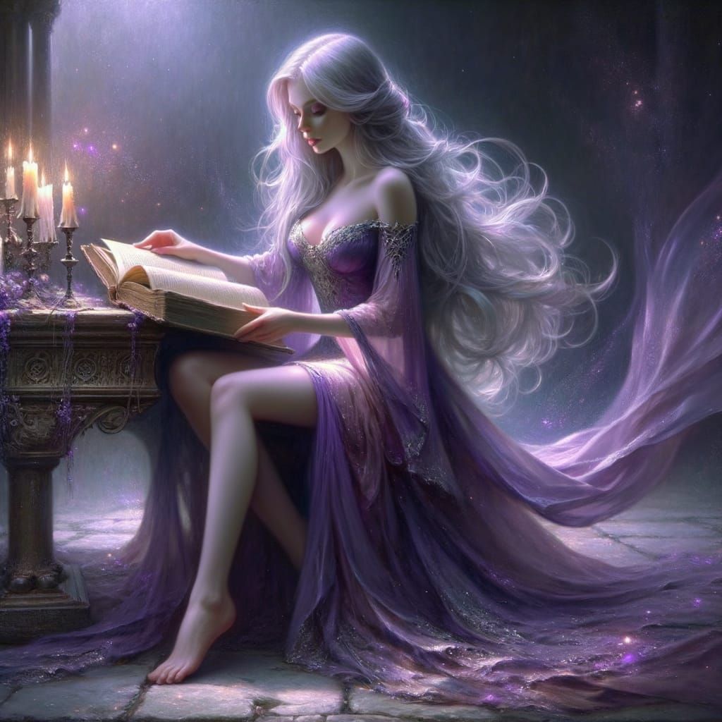 Enchanted Goddess of Wisdom in Ethereal Fantasy Scene