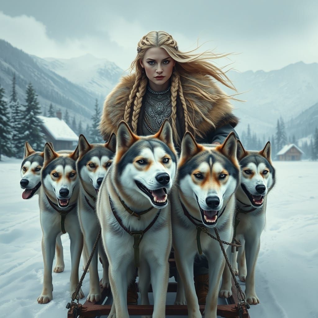 Mystical Viking Elven Goddess in Whimsical Watercolour