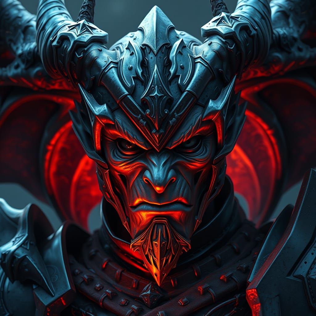 Detailed Gargoyle Knight Portrait in Hyperdetailed Style