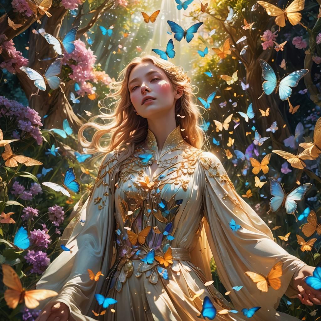 Ethereal Woman in Dream Garden Concept Art