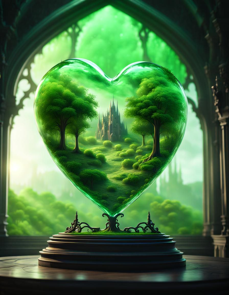Gothic Heart Landscape with Foggy Space Effects