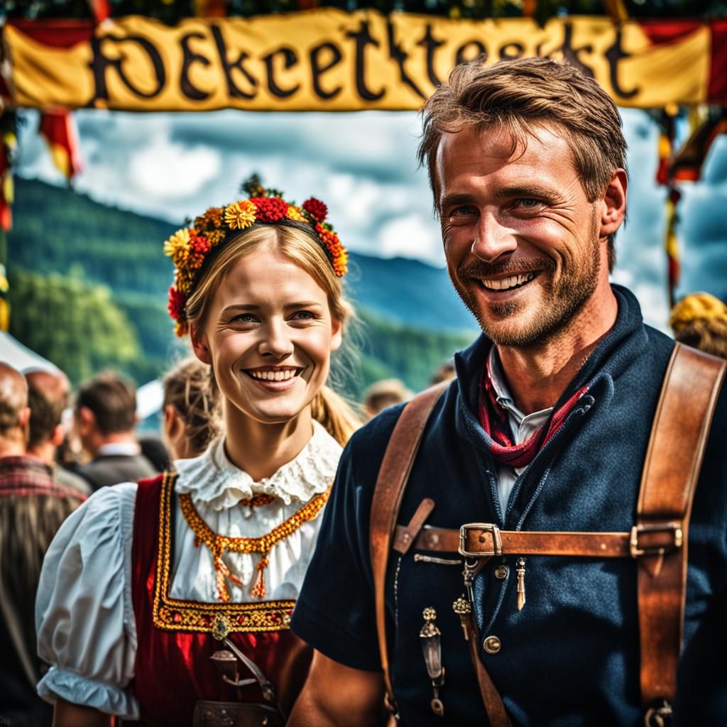 German Couple Enjoying Oktoberfest Festival