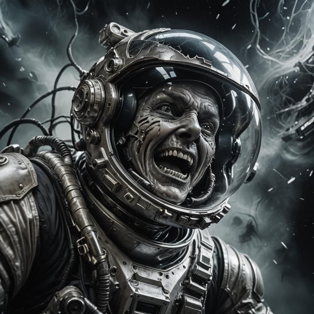 Astronaut's Scream: A Space Horror Biomechanical Art