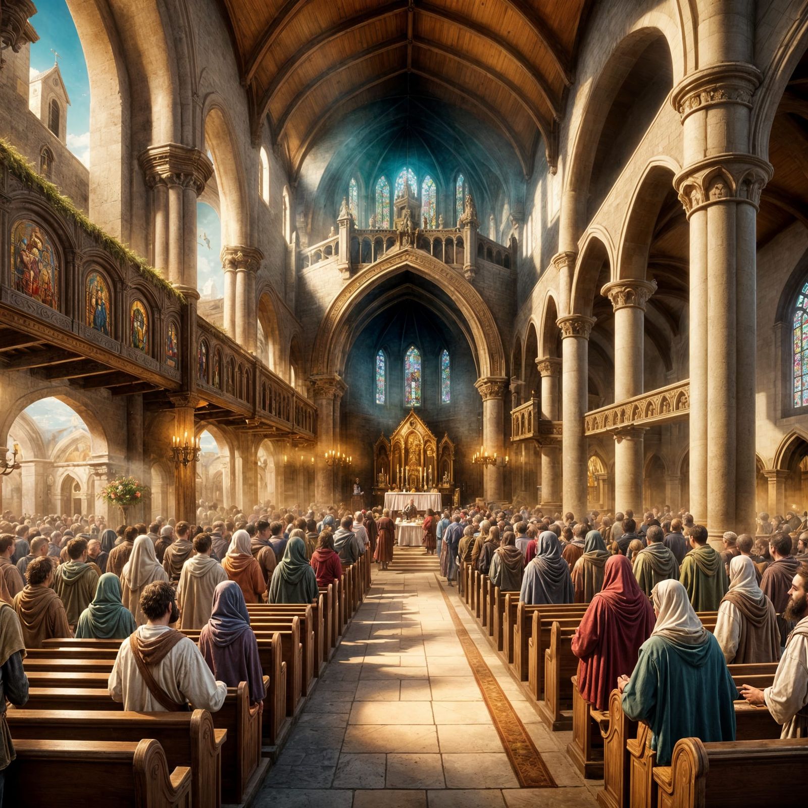 Church Gathering: Detailed Biblical Illustration