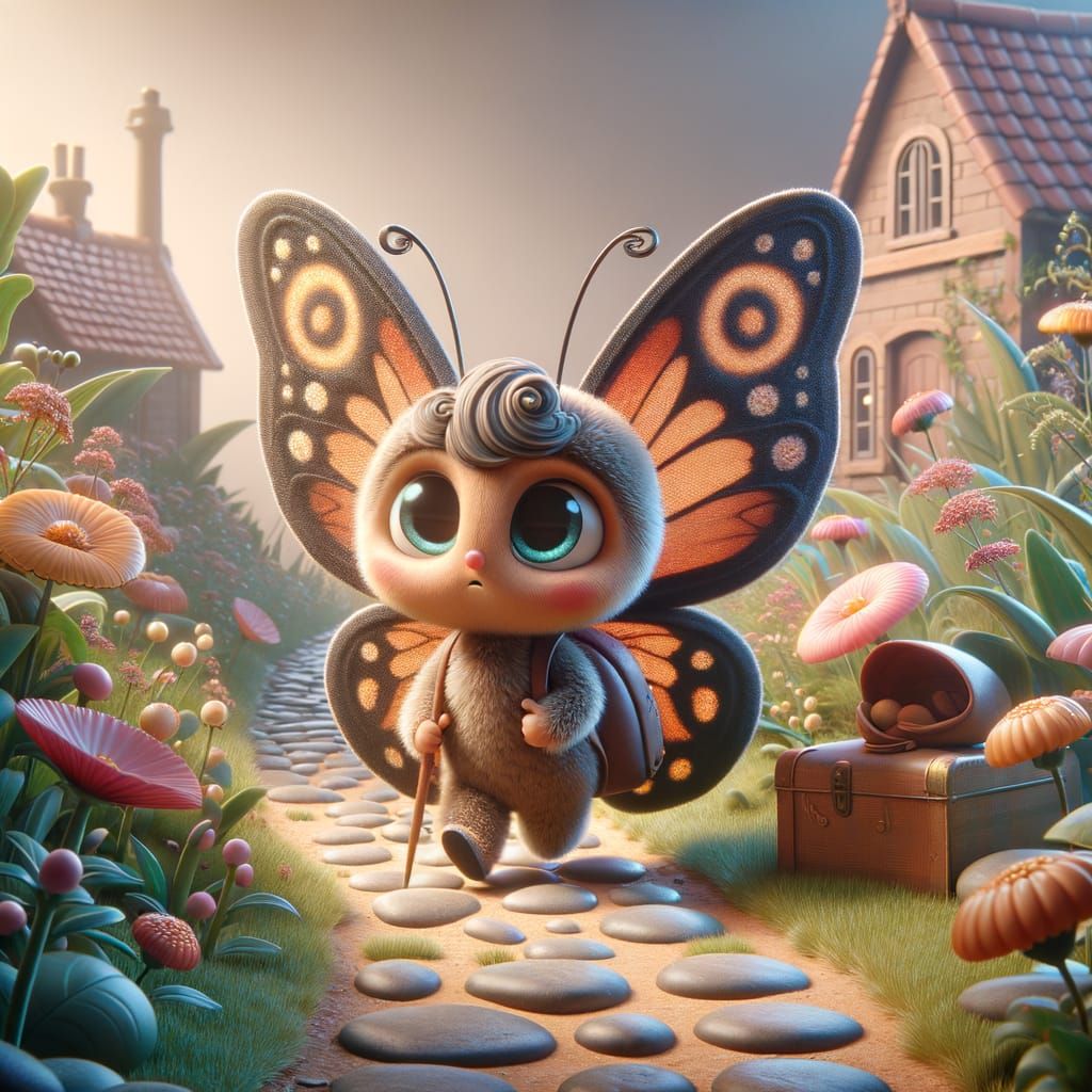 Lost Butterfly's Journey Home: A Charming 3D Illustration