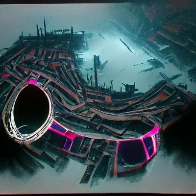 Cyberpunk Cityscape with Neon Lights at Night