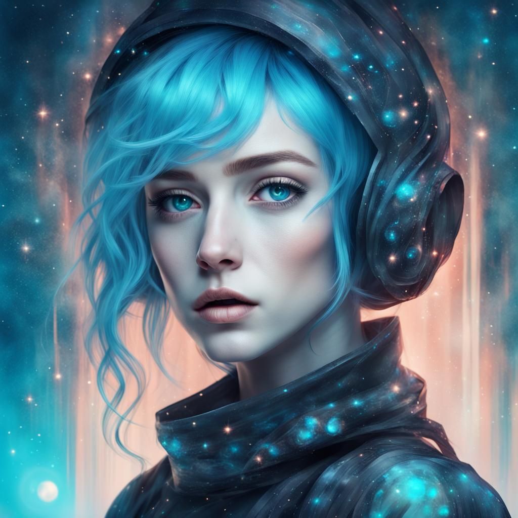 Enchanting Galactic Artist Girl Portrait