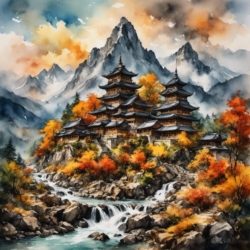 Vibrant Watercolor and Ink Fusion