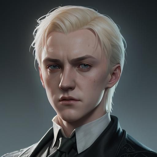 Draco Malfoy Portrait in Hyperdetailed Art Nouveau Style