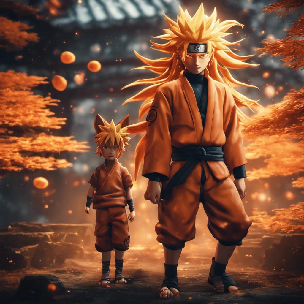 Naruto Uzumaki and Kurama in 3D Game Style
