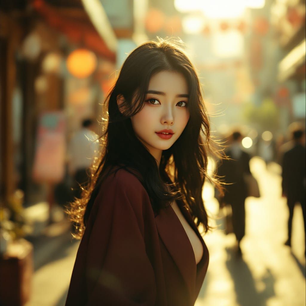 Elegant Korean Goddess Walks Towards the Viewer