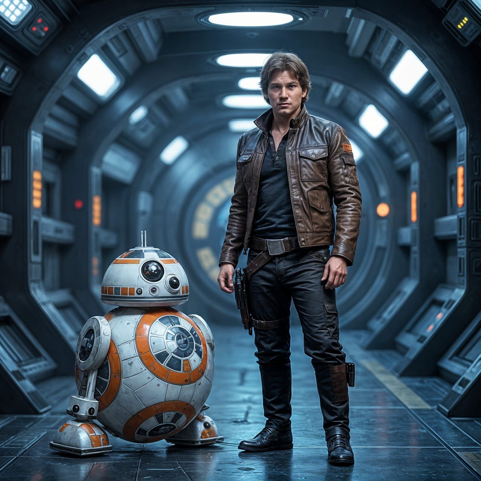 BB-8 and Han Solo on Spaceship